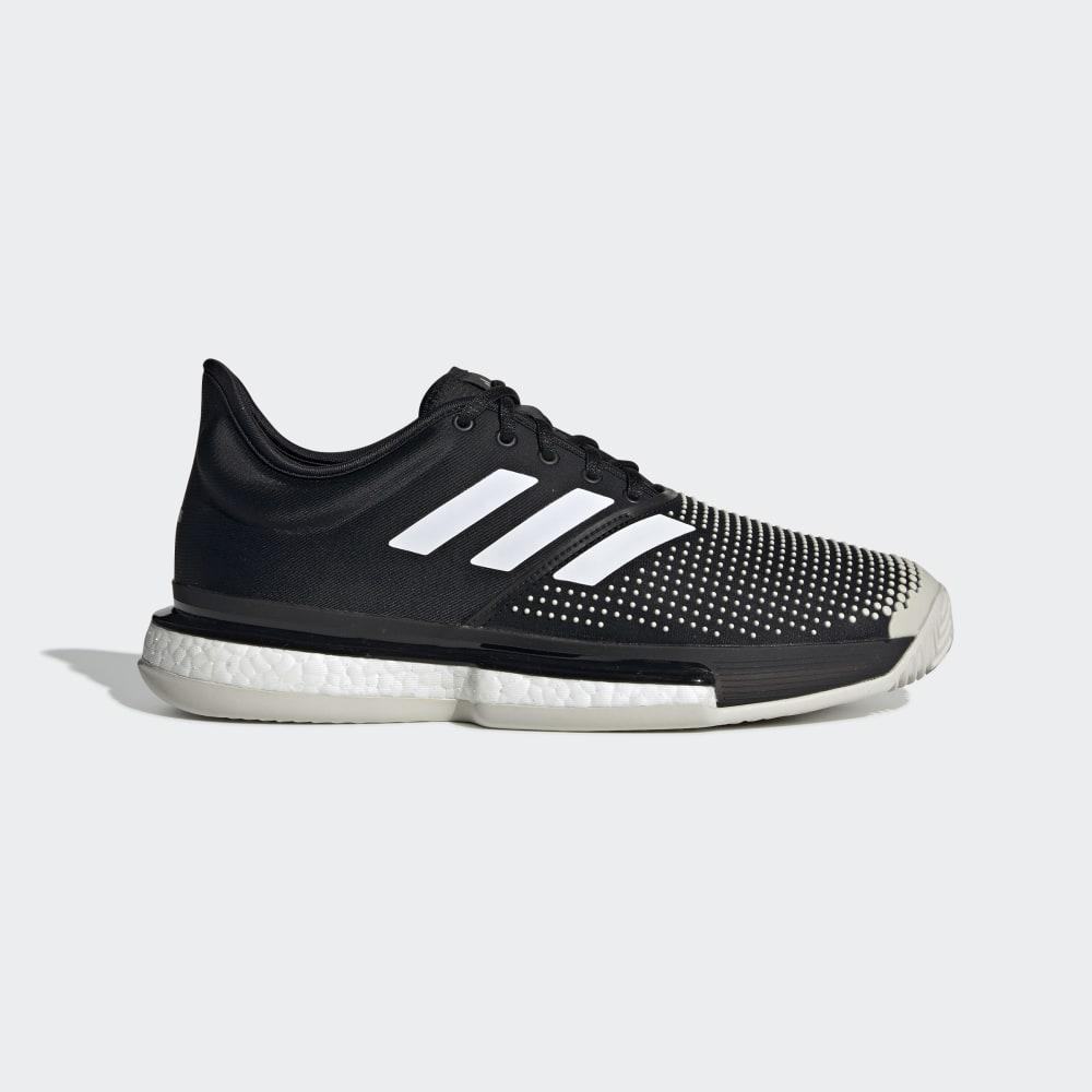 Pantofi Tenis Adidas SoleCourt Clay Barbati Romania - Negrii/Albi G26293